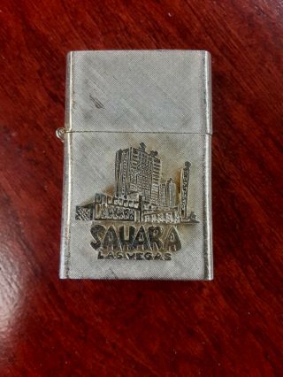 Vintage Hotel Sahara Las Vegas 14k Gold Plated Cigarette Lighter Florentine Usa