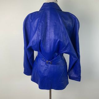 Michael Hoban North Beach Leather Jacket Big Shoulders Fitted Waist Women’s 7/8 2