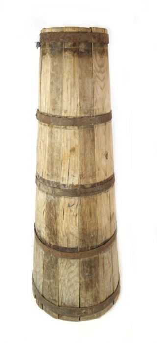 Antique 19th C Primitive Wooden Wood Barrel Butter Churn Keg Vessel Pail Cask