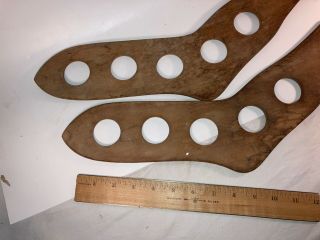 2 Primitive Antique Handmade Matching Adult Wooden Sock Stretcher Form Wood Pair 2