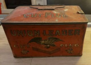 Vintage Union Leader Cut Plug Tobacco Tin - Empty