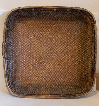 Antique Tobacco Drying Basket Handwoven 24x24 Apple Drying Basket