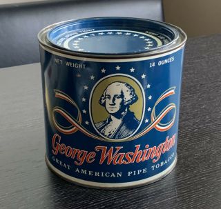 Vintage George Washington Great American Pipe Tobacco Advertising Tin Can