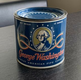 Vintage George Washington Great American Pipe Tobacco Advertising Tin Can 2