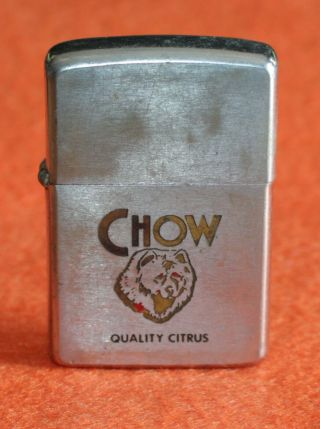 1968 Zippo " Chow Quality Citrus " Brushed Stainless Cigarette Lighter
