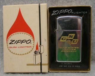 Vintage 1966 Zippo Gulf States Utility Reddy Kilowatt Windproof Slim Lighter Htf