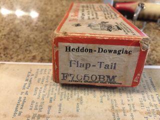 Rare Heddon Dowagiac Muskie Flap Tail Lure Box Marked F7950 Bm With Color Chart