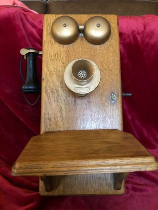 Vintage Western Electric Wood Hand Crank Wall Telephone Early 1900s