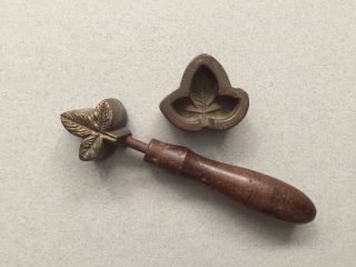 Antique Victorian Millinery Leaf Iron & Mold Silk Flower Making Tool 1890s Exc