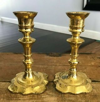 Vtg Antique Rustic Brass Made In India Candle Holder Candlestick Pair 5 1/2 "
