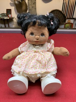 Vintage 1985 African American My Child Doll Brown Eyes Pigtails Mattel