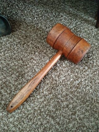 Antique Primitive Burl Wood Mallet Hammer
