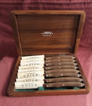 Vintage 1940s Cutco Serrated Steak Knives 1059 Set Of Eight 8 In Wooden Box