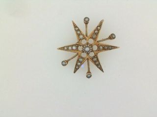 Antique Art Noveau English 9ct Gold Seed Pearl Pendant 1.  9 Gram 1 " Drop