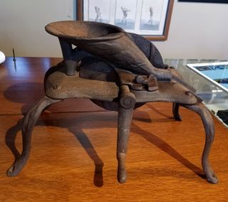 Antique Cast Iron Table Top Cherry Pitter / Slicer,  Stoner.  Spider Legs