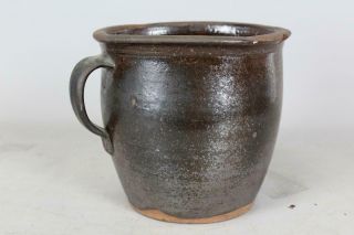 A FINE 19TH C PENNSYLVANIA REDWARE CIDER JUG WITH HANDLE WITH GREAT OLD GLAZE 3