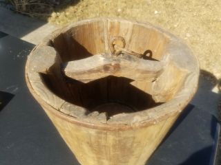 Antique / Vtg Primitive Wood Water Well Drop Down Bucket Pail Farm House Decor