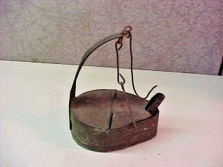 Old Antique Vtg Early 19th C 1800s Tin Betty Whale Oil Or Grease Lamp