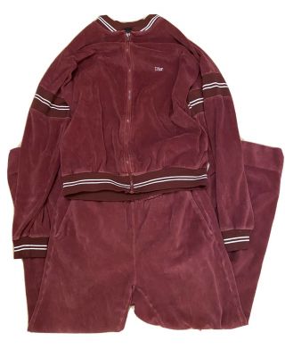 Christian Dior Track Suit Vintage Velour Jacket L & Pants Men 
