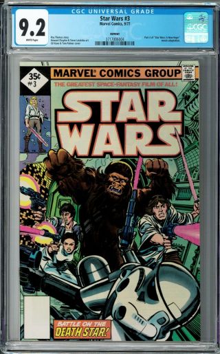 Star Wars 3 Cgc 9.  2 (sep 1977,  Marvel) Reprint,  Gil Kane Cover Roy Thomas Story