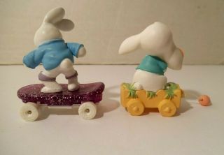 Hallmark Merry Miniatures Bunnies on Wheels Skateboard and Cart or Wagon 3