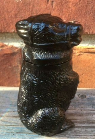 Very Good Eapg Flint Sandwich Glass Figural Black Bear Pomade Jar