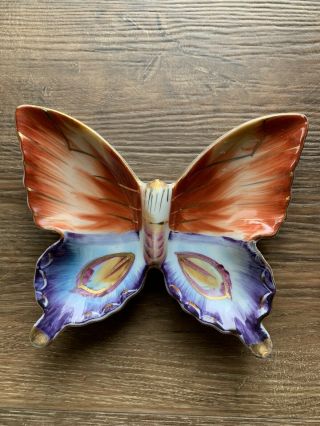 Vintage Napco Butterfly Wall Art Hand Painted Ashtray