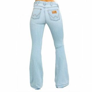 Wrangler Vintage High Rise Flare Jeans Light Wash Blue Denim Size 29