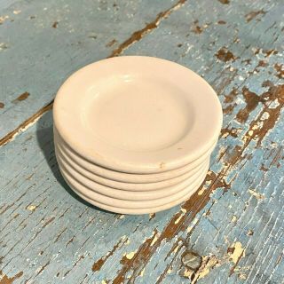 6 Vintage White Ironstone Butter Pats 3.  5 " Farmhouse Restaurant Wisconsin