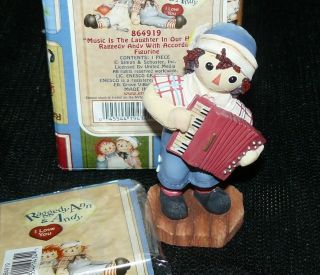 Enesco Raggedy Ann & Andy Figurine Music Is The Laughter In Our Hearts Mib