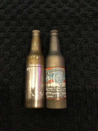 2 Vintage Budweiser Beer Bottle Lighters An Eagle Label Front & Budweiser Back 2