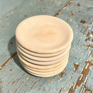 8 Vintage White Ironstone Butter Pats 3 " Farmhouse Restaurant Wisconsin