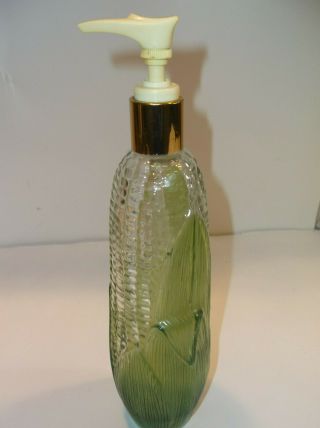 Vintage Avon Golden Harvest Corn On The Cob Glass Lotion / Soap Dispenser