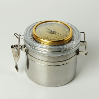 Pipe Tobacco Tin Can Storage Humidor Jar With Hygrometer & Humidifier Airtight