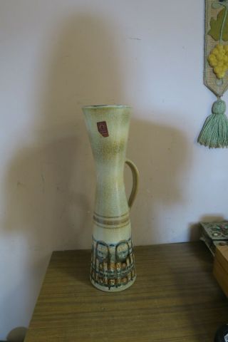 Vintage Lapid Mid Century Studio Art Pottery Stoneware Israel Signed Batia 18 "