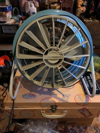 Vintage Westinghouse Riviera Floor Fan Powerful Mcm Blue R - 2020 Near Quiet
