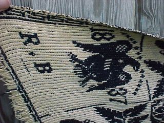 1837 JACQUARD Loom WOVEN COVERLET in BLUE,  WHITE w ROSES PATTERN 88 x 66 3