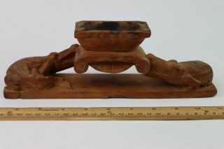 Vintage Hand Carved Wood Alligator Ashtray Crocodile Antique Tobacco Pipe Weed