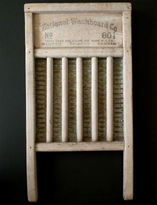 Antique National Washboard Co 801 Cottage Wood & Metal Wall Art Farm House Home