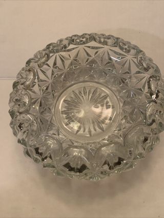 Vintage Heavy Crystal Cut Lead Diamond Clear Glass Ashtray