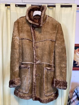 Brown/tan Vintage Makray,  Mens Sheepskin Shearling Coat Size 42