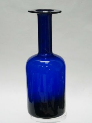 Vintage Otto Brauer Holmegaard Gulvase Scandinavian Cobalt Blue Glass Vase 10 "