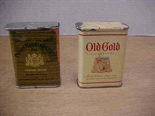 2 Vintage Cigarette Pocket Tins Old Gold & Phillip Morris Special Blend Shi