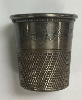 Vintage " Only A Thimble Full " Sterling Silver Shot Glass / Jigger