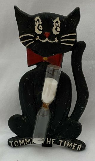 Tommie The Timer Cast Iron Egg Timer With Built In Stand Black Cat