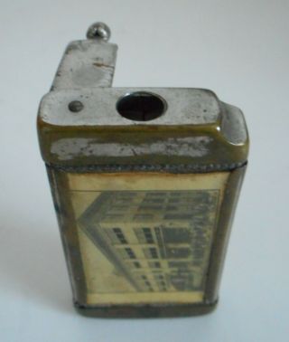 Antique Match Safe And Cigar Cutter Combination With Building Scene One Side