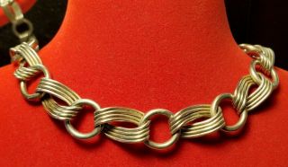 Vintage Unique Handmade Link Solid Sterling Silver Necklace 16 " Heavy 55g