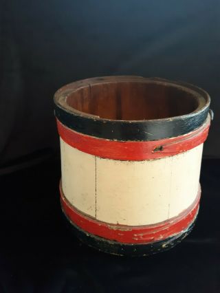 Vintage Wooden Primitive Well Water Bucket Rustic Farm Feed Painted