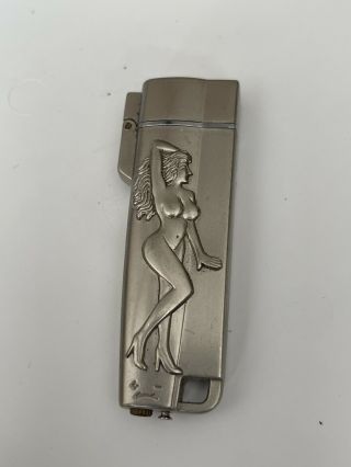 Vintage Nude Lady Woman Figure Butane Metal Lighter B10