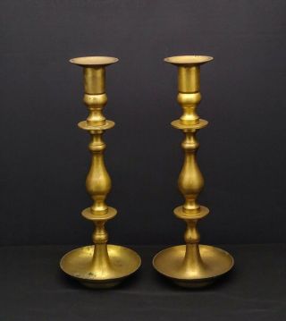 Vintage Pair Brass Candlesticks Candle Holder 15 3/4 " Tall